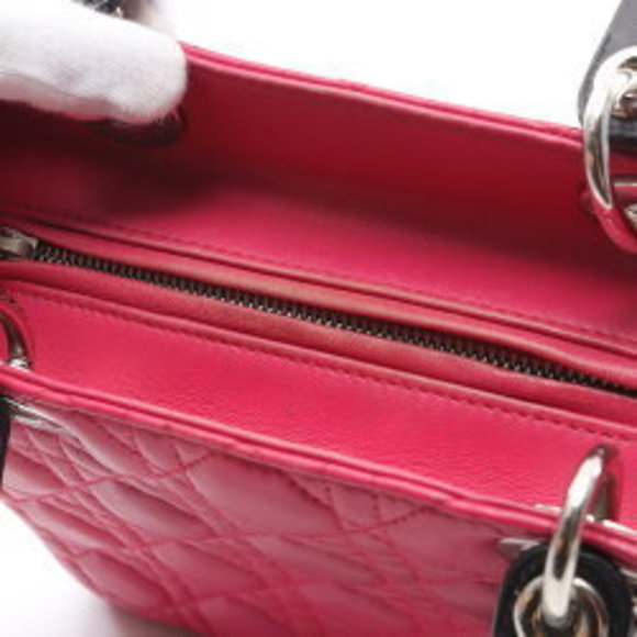 Dior Lady Cannage Leather Handbag Pink Purple Black - Picture 5 of 8